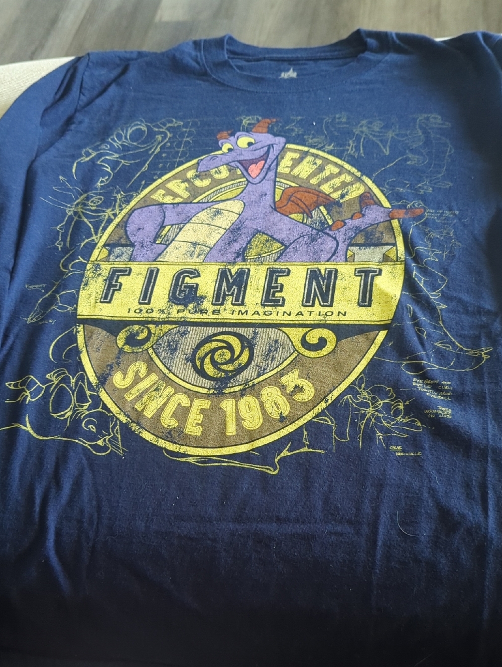 Disney Figment Graphic Tee - Navy Blue with Yellow and Purple